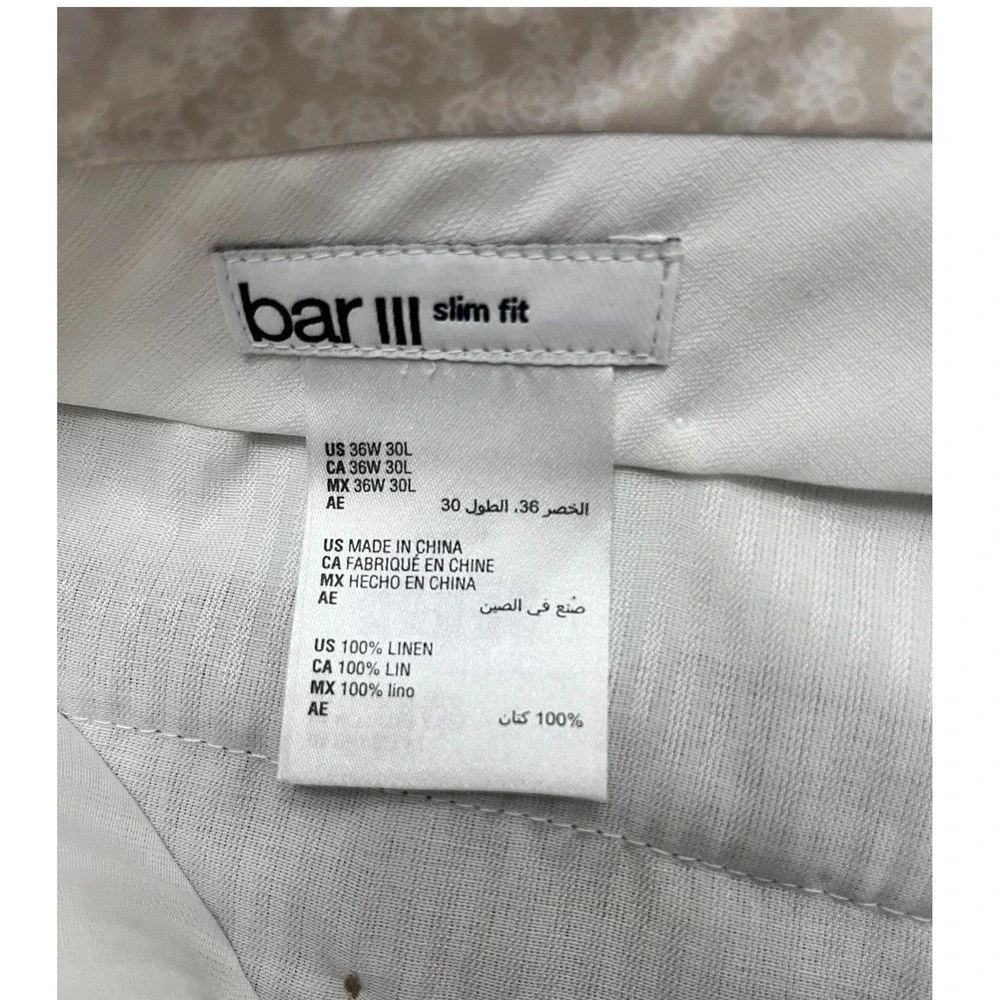 Bar III Linen Slim Fit Trousers Mens 36x30 Pants Wedding Old Money Beach Coastal